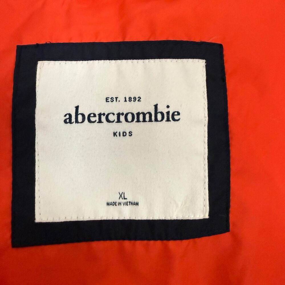 Abercrombie & Fitch Jacket Kids Extra Large Orange Down Puffer Coat Y2K Bomber - Picture 9 of 11